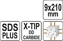 Сверло по бетону SDS+ X-TIP 9x210мм "Yato", фото 3
