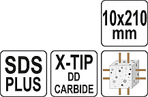 Сверло по бетону SDS+ X-TIP 10x210мм "Yato", фото 3