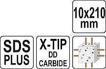 Сверло по бетону SDS+ X-TIP 10x210мм "Yato", фото 3