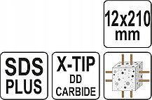 Сверло по бетону SDS+ X-TIP 12x210мм "Yato", фото 3