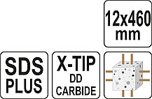 Сверло по бетону SDS+ X-TIP 12x460мм "Yato" YT-41954, фото 3