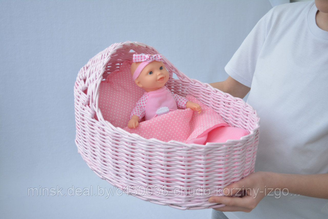 Плетеная кроватка для куклы,куклы-реборна Минск. Кроватка для малыша. Подарок девочке на 8 марта