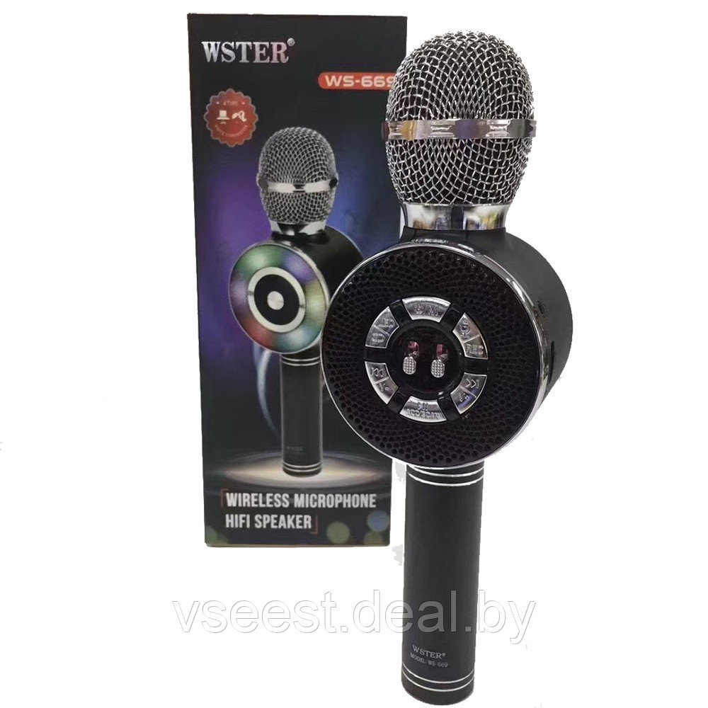 ORIG Портативная микрофон и колонка 2 в одном WSTER WS669 (Bluetooth) Черный - фото 1 - id-p94228450