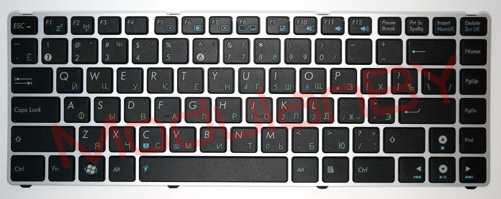 Клавиатура для ноутбука ASUS EEEPC 1201 1215 1225 UL20 UX30 черная серебристая frame и других моделей
