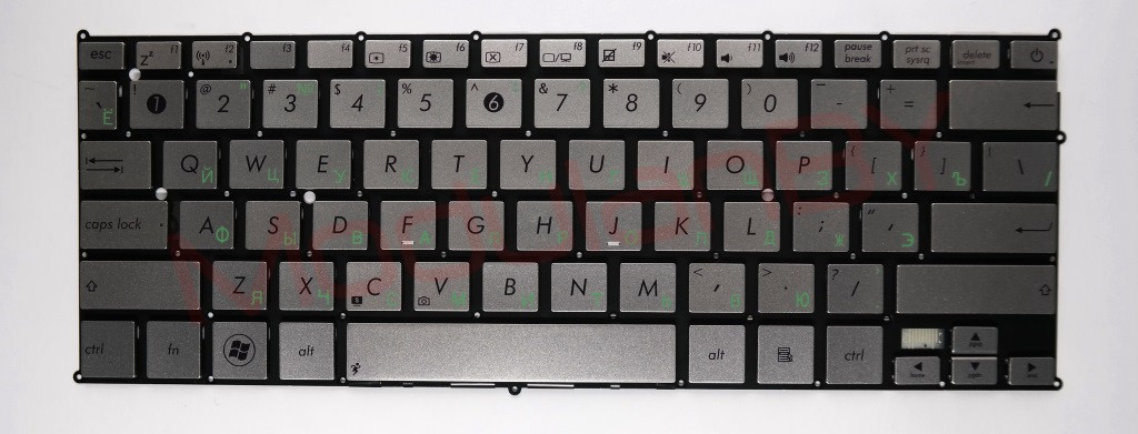 Клавиатура для ноутбука ASUS UX21 UX21A серебристая и других моделей ноутбуков