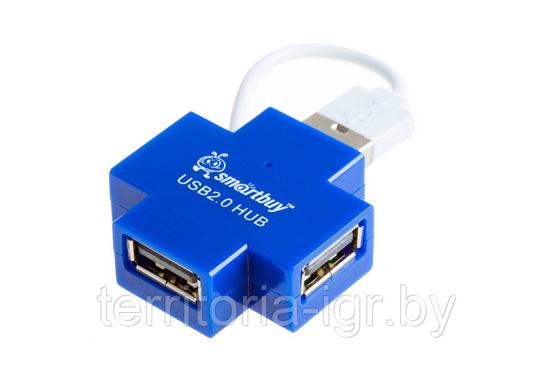 Разветвитель USB Hub 4 порта SBHA-6900-B Синий Smartbuy - фото 2 - id-p94247692