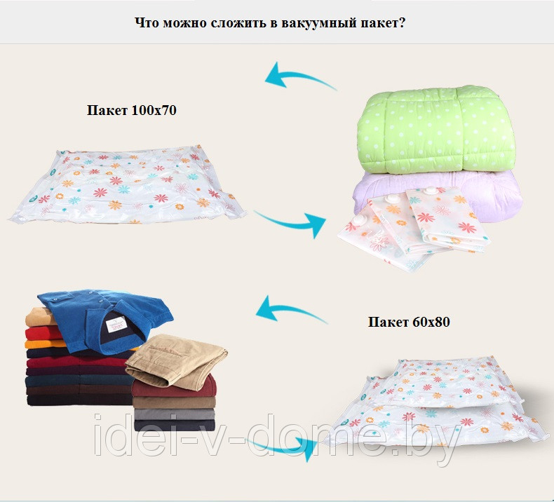 Пакеты для вакуумной упаковки одежды (набор: 8 пакетов+электрический насос) - фото 5 - id-p4649149