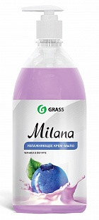 Жидкое крем-мыло "Milana" черника в йогурте с дозатором (флакон 1000 мл) - фото 1 - id-p94296258