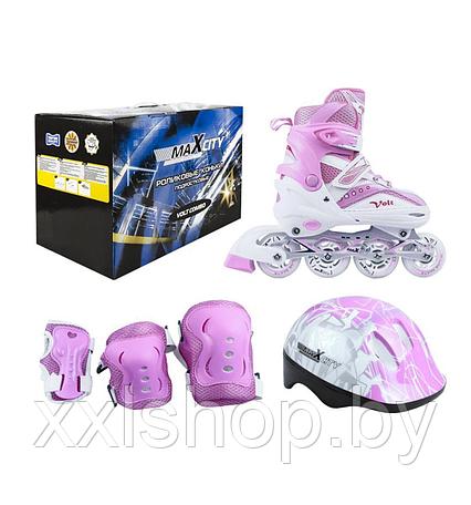 Роликовые коньки детские MaxCity Volt pink 39-42, фото 2