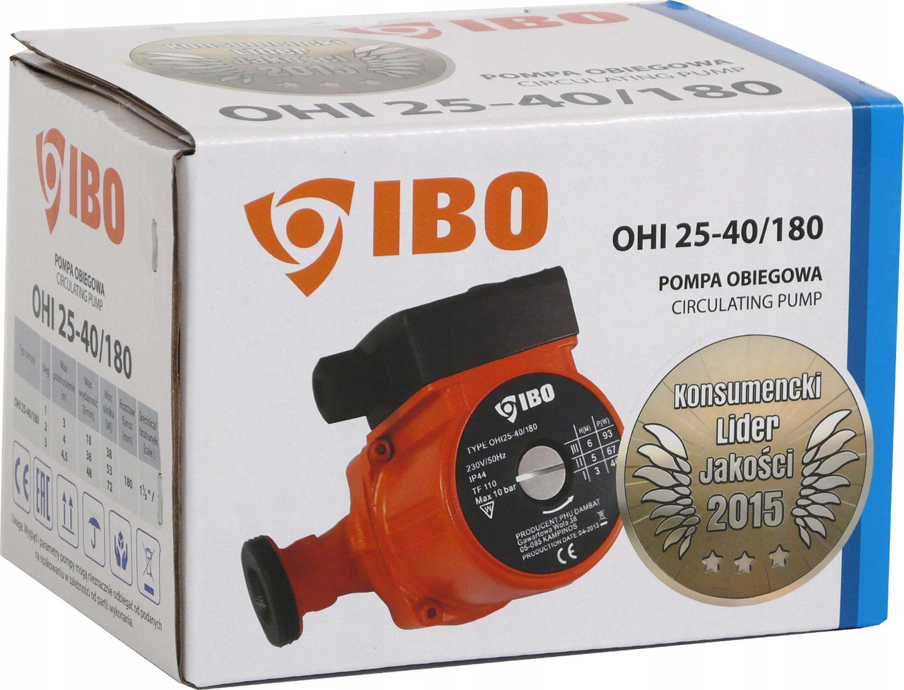 Циркуляционный насос IBO OHI 25-40/180, 220 В - фото 4 - id-p94300678