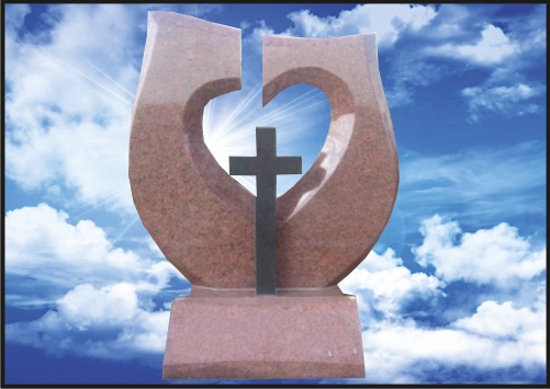 Элитный гранитный памятник "Воздушное сердце с крестом" E-24