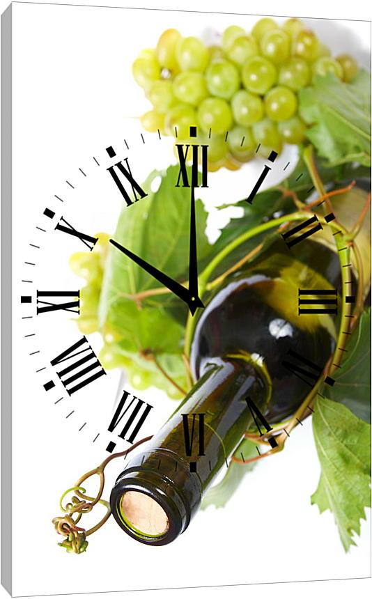 Картины-часы любого размера "Бутылка вина в лозе" от 30*20см - фото 7