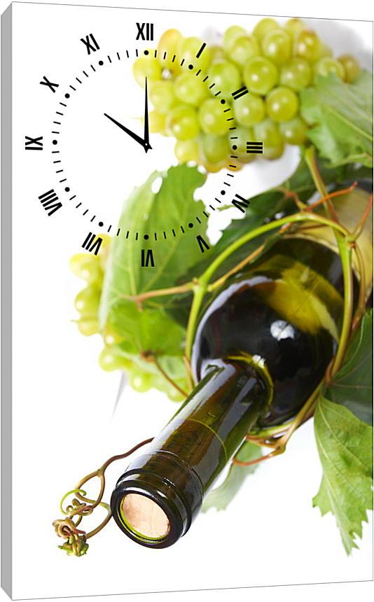 Картины-часы любого размера "Бутылка вина в лозе" от 30*20см - фото 10