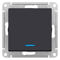 Выключатель одноклавишный с подсветкой, цвет Карбон (Schneider Electric ATLAS DESIGN)
