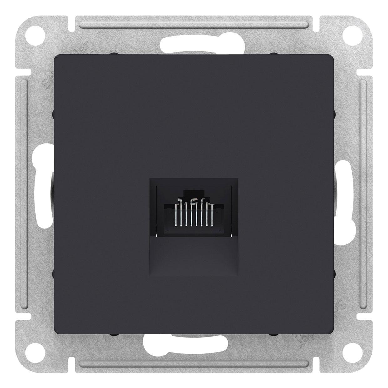 Розетка компьютерная RJ45 кат.5E с черным разъемом, цвет Карбон (Schneider Electric ATLAS DESIGN) - фото 1 - id-p94085537