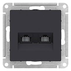 Розетка двойная RJ45+RJ45 кат.5E, цвет Карбон (Schneider Electric ATLAS DESIGN)