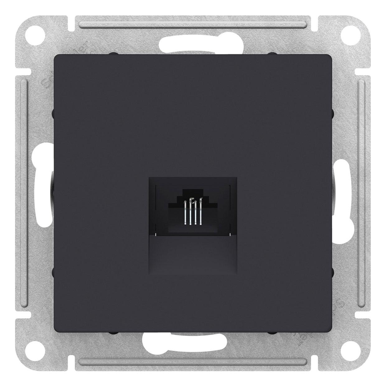 Розетка телефонная RJ11, цвет Карбон (Schneider Electric ATLAS DESIGN)