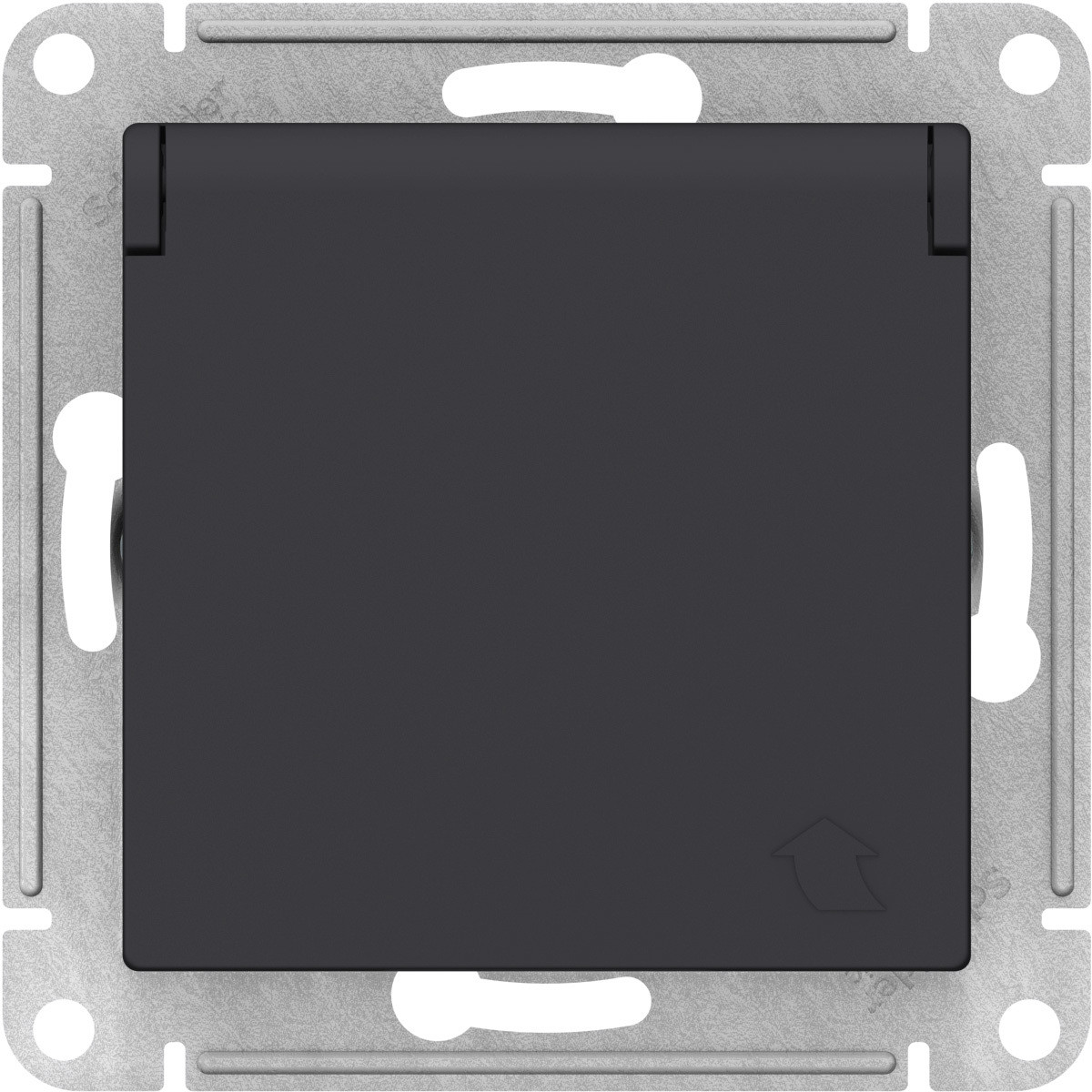 Розетка с заземлением с крышкой, IP20, цвет Карбон (Schneider Electric ATLAS DESIGN) - фото 1 - id-p94085527