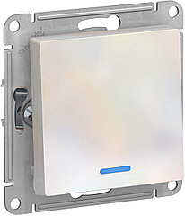 Выключатель одноклавишный с подсветкой, цвет Жемчуг (Schneider Electric ATLAS DESIGN)