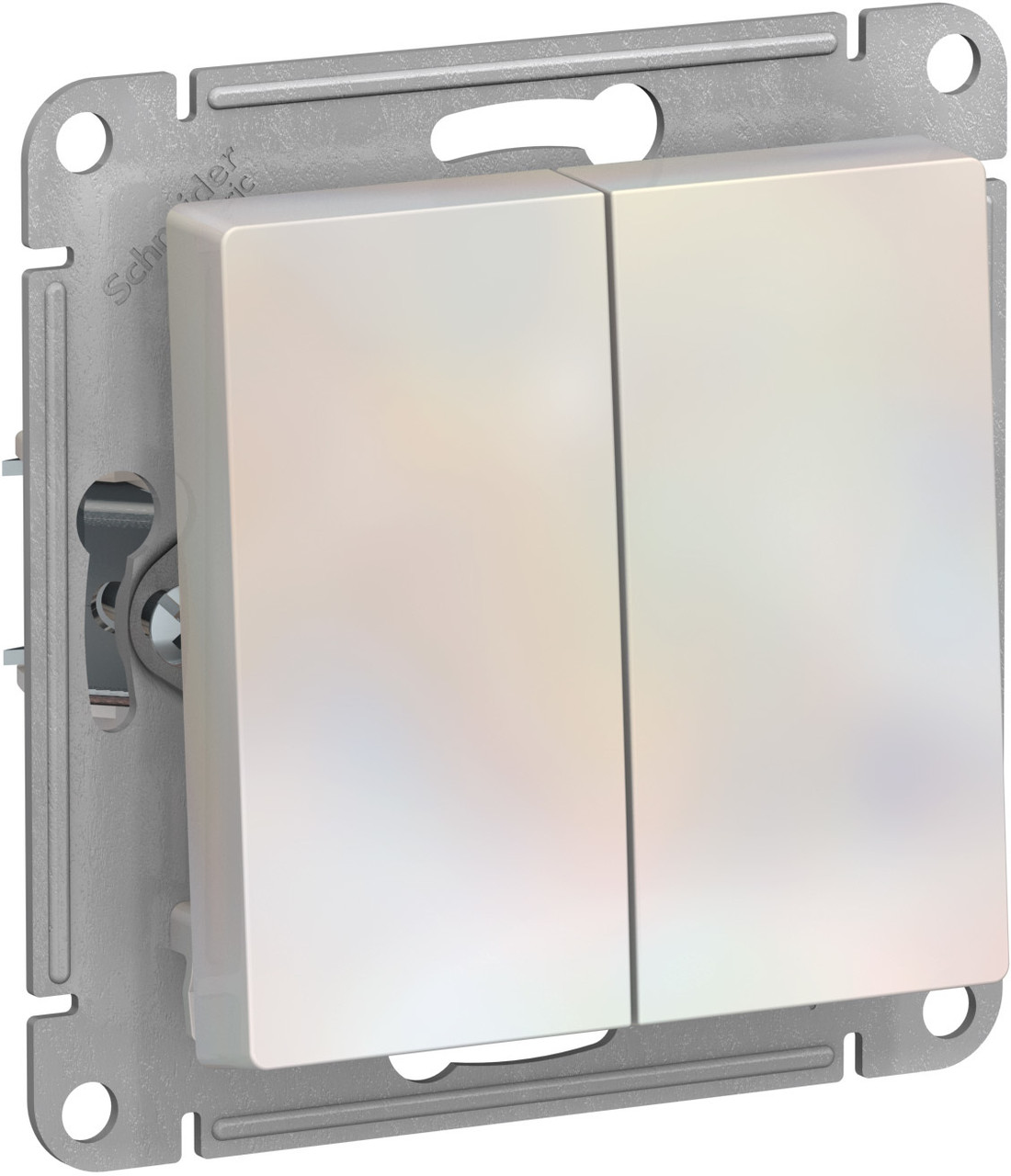 Выключатель проходной (переключатель) двухклавишный, цвет Жемчуг (Schneider Electric ATLAS DESIGN) - фото 2 - id-p94315727