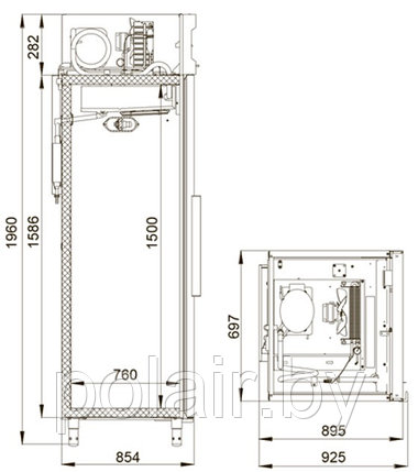 Холодильный шкаф CM107-S POLAIR (ПОЛАИР) 700 литров t 0 +6 C, фото 2