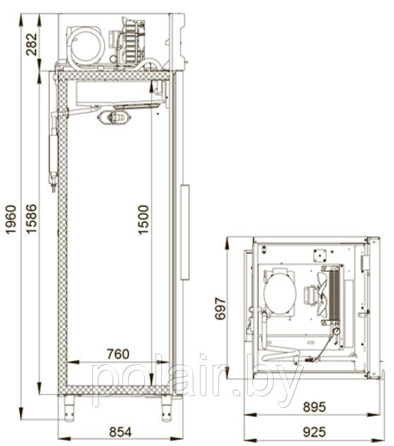 Холодильный шкаф CM107-S POLAIR (ПОЛАИР) 700 литров t 0 +6 C - фото 2 - id-p49427103