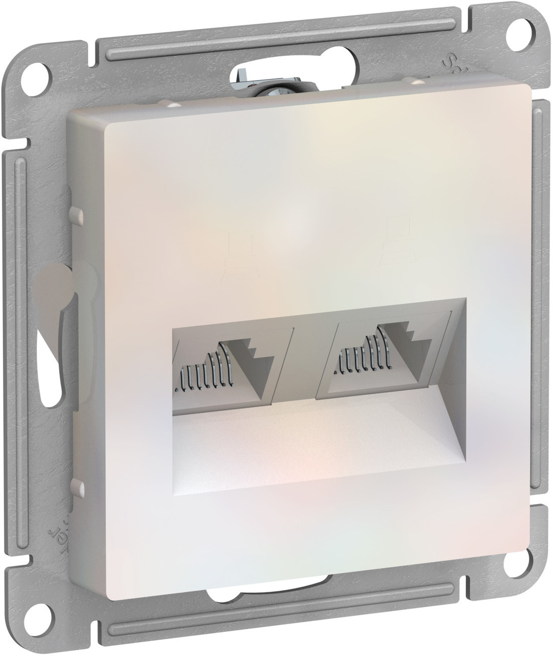 Розетка двойная RJ45+RJ45 кат.5E, цвет Жемчуг (Schneider Electric ATLAS DESIGN)