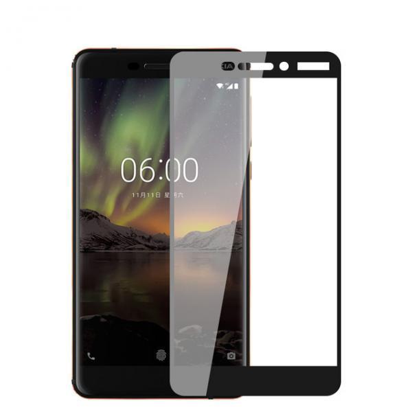 Защитное стекло для Nokia 6 2018 (полноразмерное, чёрное)