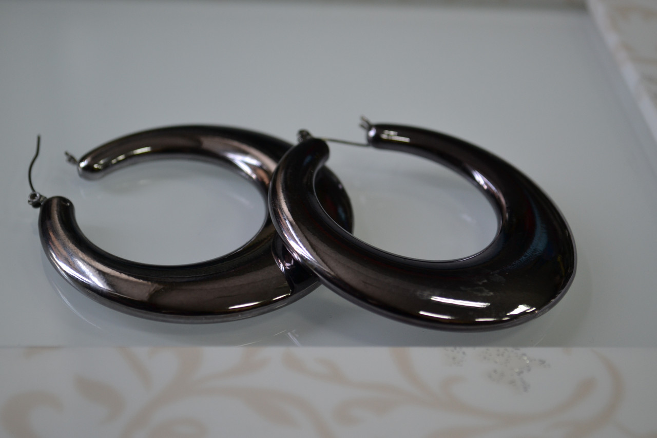 Черные серьги кольца - фото 2 - id-p94326975