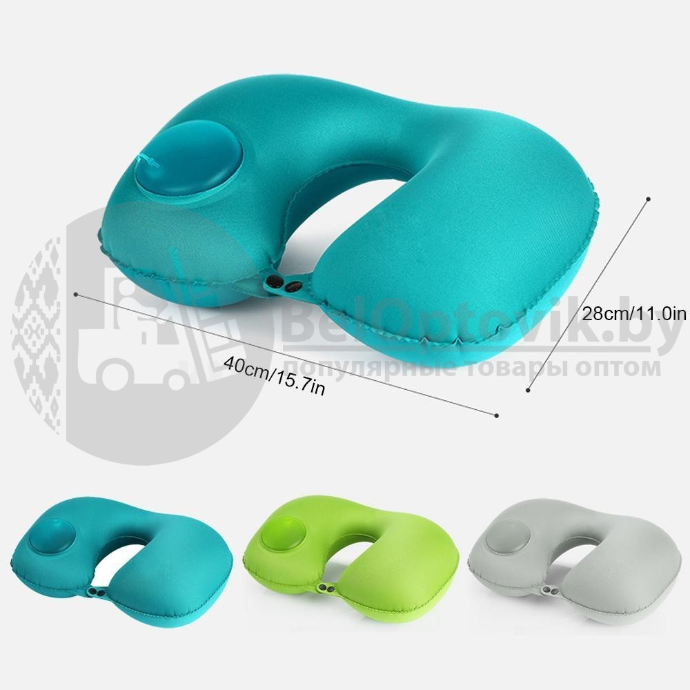 Надувная подушка в путешествия для шеи со встроенной помпой для надувания Travel Neck Pilows Inflatable - фото 5 - id-p94455951