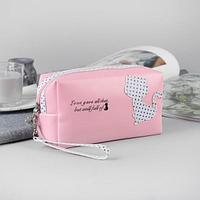 Косметичка-сумочка, отдел на молнии, ручка, цвет розовый