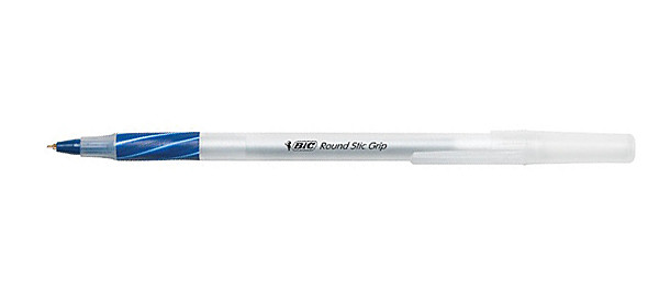 Ручка шариковая РАУНД СТИК синяя с резиновой вставкой - фото 1 - id-p4671040