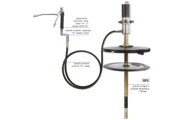 Пневматический нагнетатель смазки, 50:1, на бочку 50-60 кг GR45411 Groz GP2/ST/501/BSP - фото 2 - id-p4370326