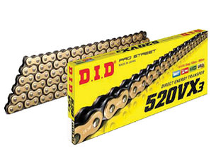 Цепь приводная D.I.D 520VX3 (Х-ринг) золт/черн104зв.