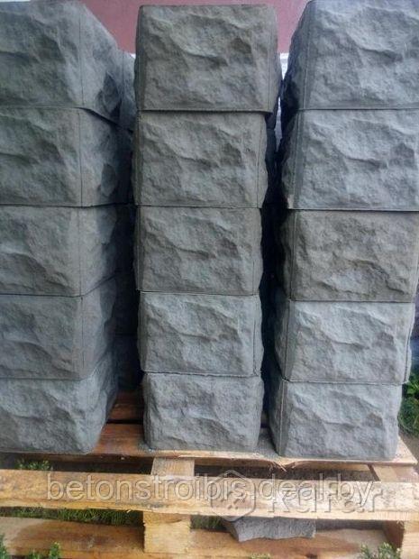 Блок бетонный для столба забора "Рваный камень" - фото 7 - id-p72260294