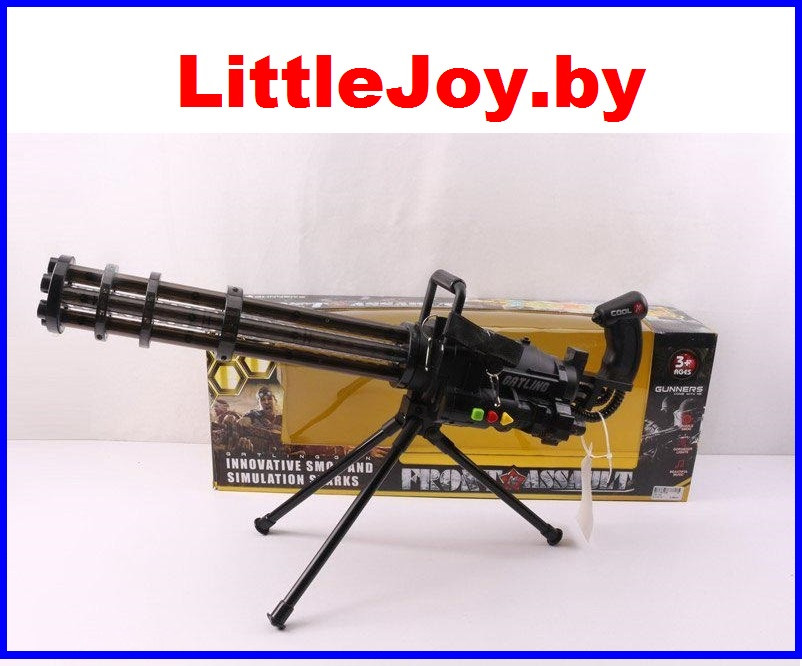Детский Пулемет Гатлинга. Работает от батареек. Светозвуковые эффекты+дым.  236-12A