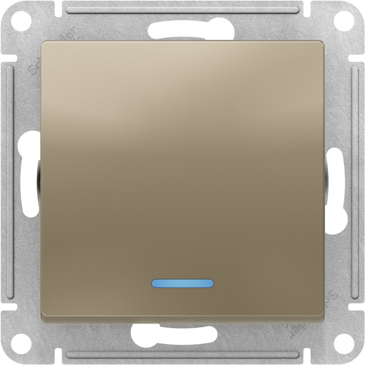 Выключатель проходной одноклавишный с подсветкой, цвет Шампань (Schneider Electric ATLAS DESIGN) - фото 1 - id-p94506321