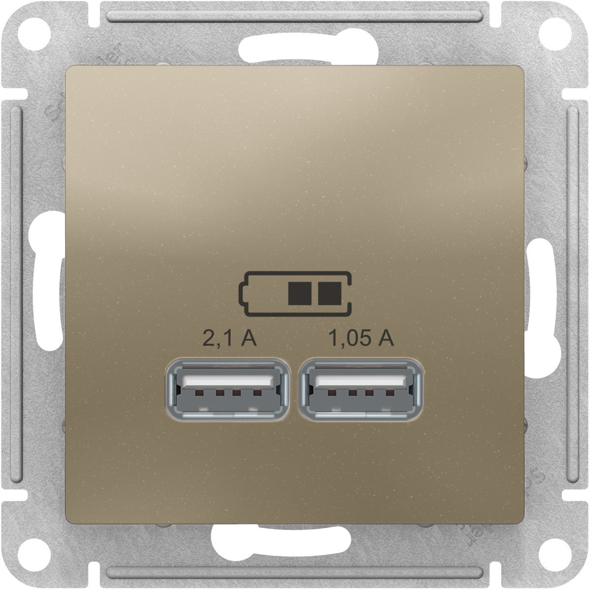 USB розетка, 5В /2,1А, 2 х 5В /1,05А, цвет Шампань (Schneider Electric ATLAS DESIGN) - фото 2 - id-p94506330