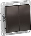 Выключатель проходной (переключатель) двухклавишный, цвет Мокко (Schneider Electric ATLAS DESIGN), фото 2