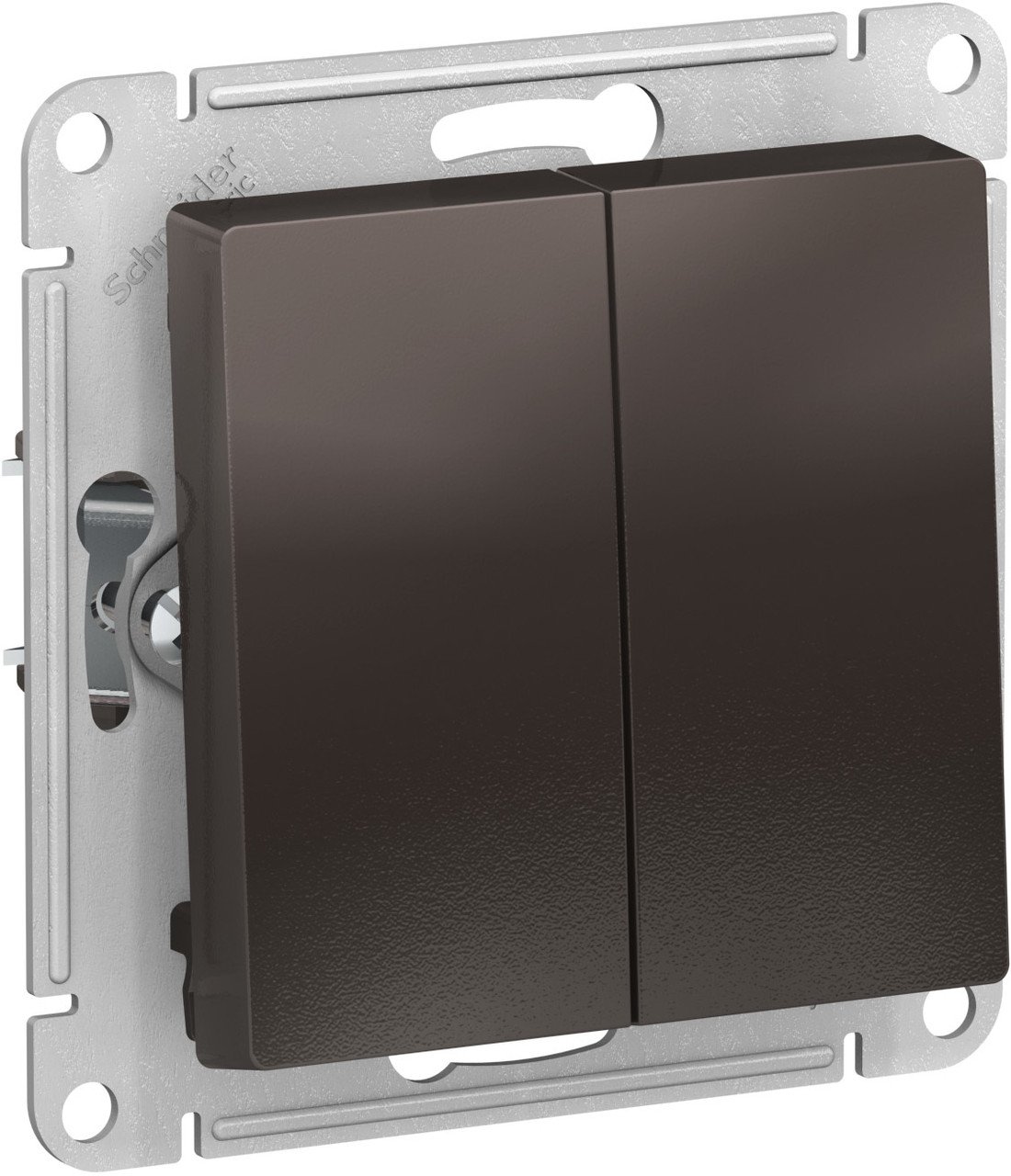 Выключатель проходной (переключатель) двухклавишный, цвет Мокко (Schneider Electric ATLAS DESIGN) - фото 2 - id-p94508407
