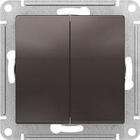 Выключатель проходной (переключатель) двухклавишный, цвет Мокко (Schneider Electric ATLAS DESIGN)
