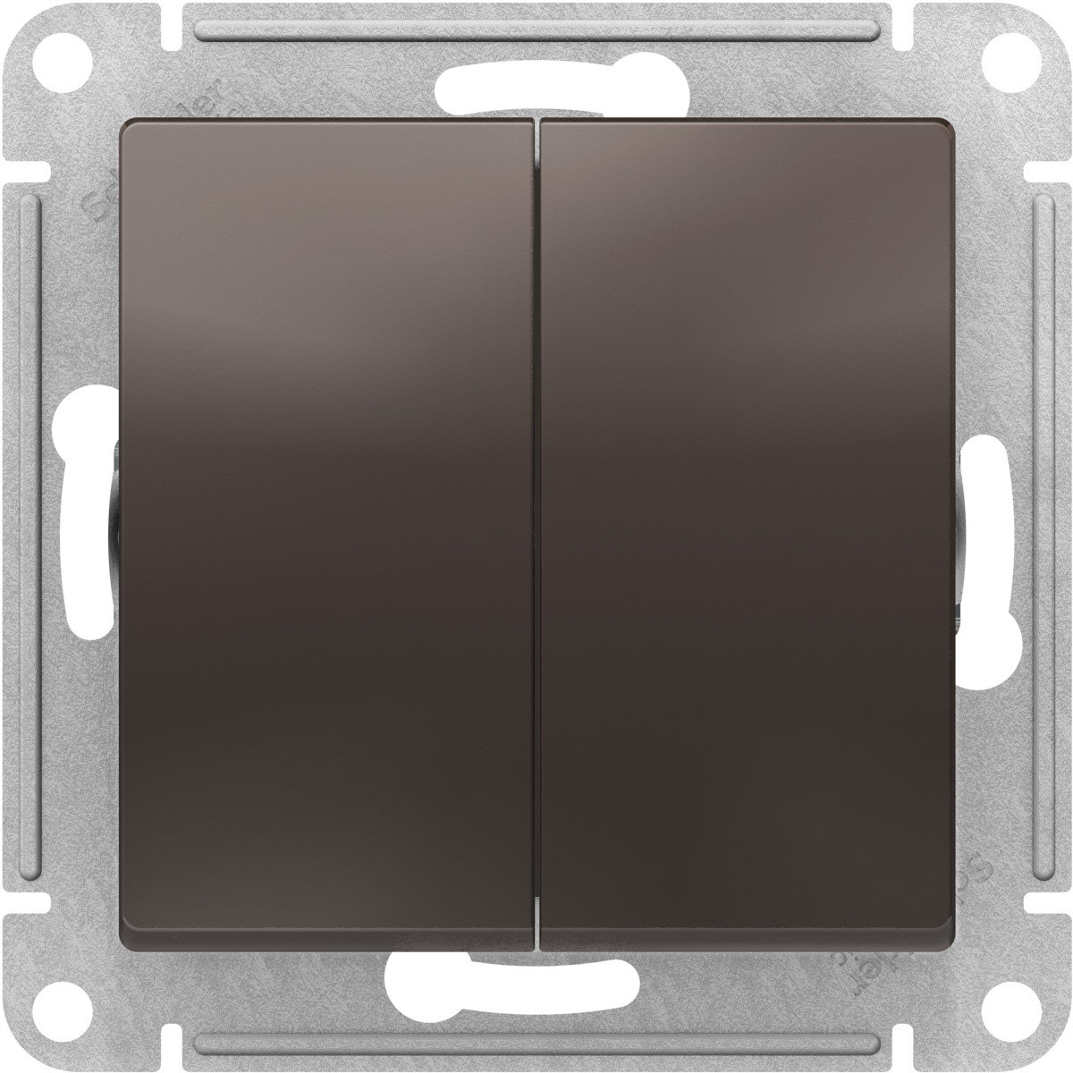 Выключатель проходной (переключатель) двухклавишный, цвет Мокко (Schneider Electric ATLAS DESIGN) - фото 1 - id-p94508407