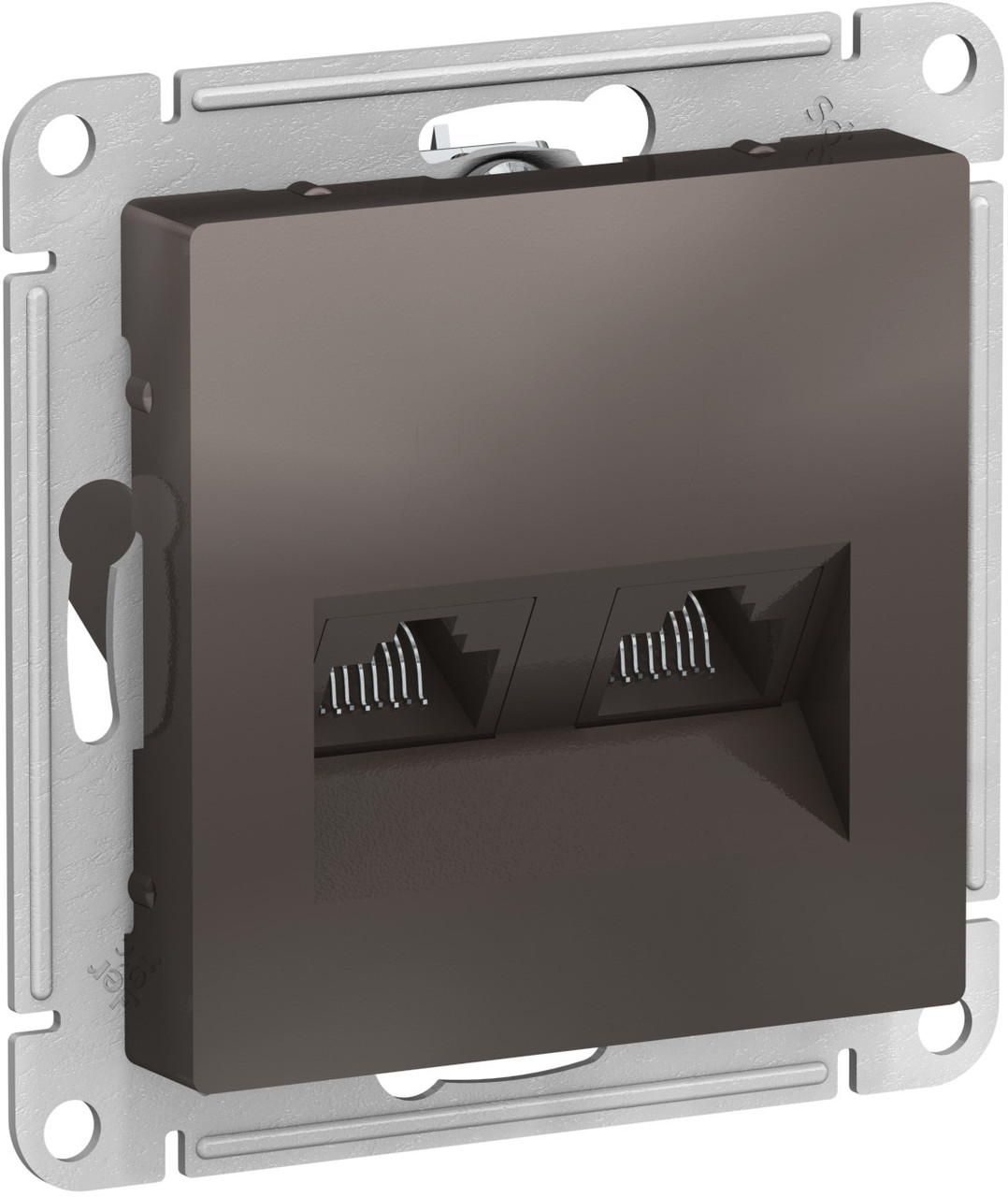 Розетка двойная RJ45+RJ45 кат.5E, цвет Мокко (Schneider Electric ATLAS DESIGN)