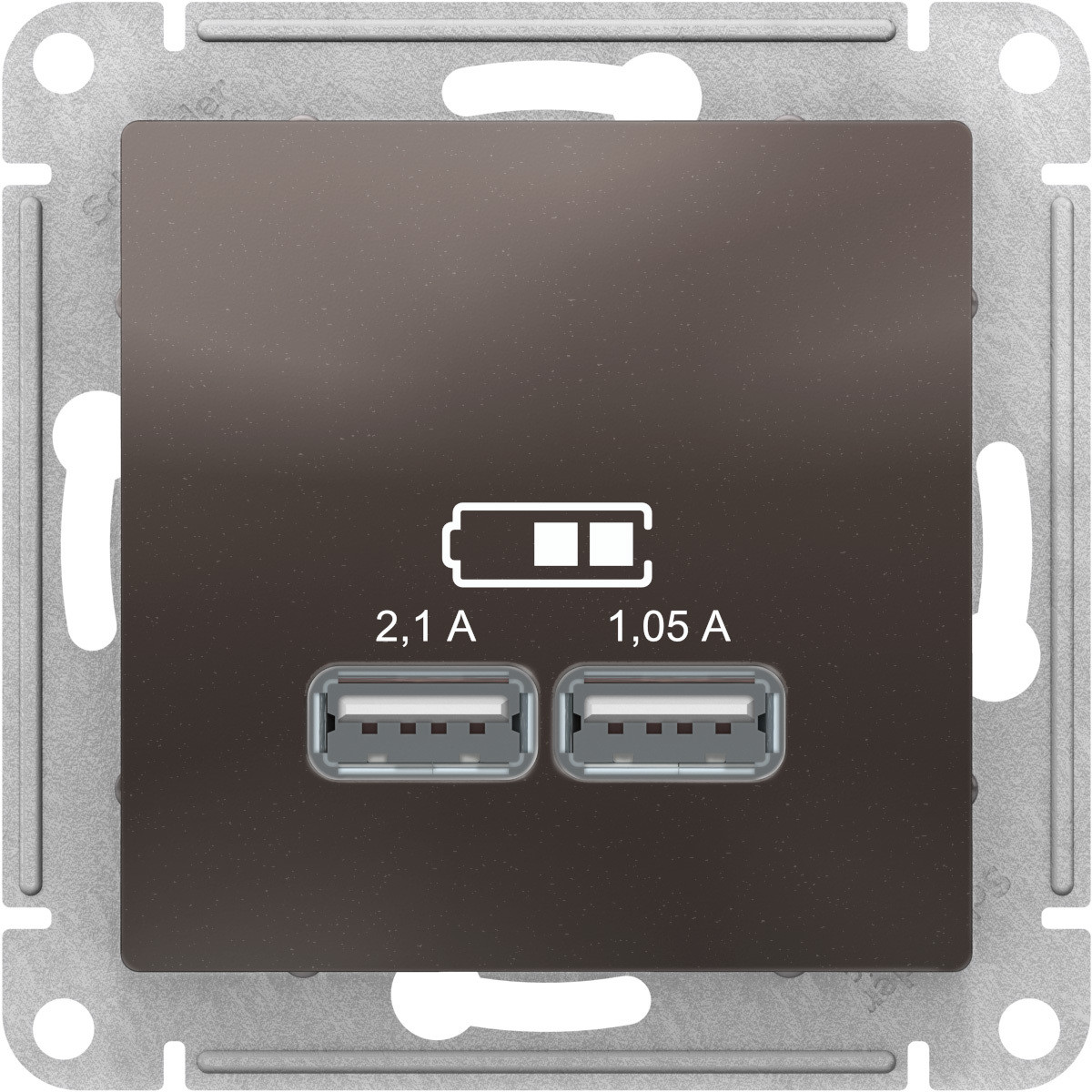 USB розетка, 5В /2,1А, 2 х 5В /1,05А, цвет Мокко (Schneider Electric ATLAS DESIGN) - фото 2 - id-p94508415