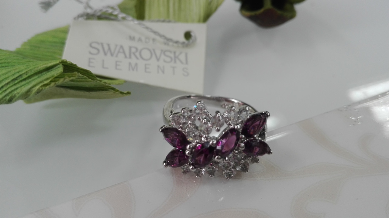 Кольцо в серебре ,с кристаллами Swarovski - фото 2 - id-p94646323