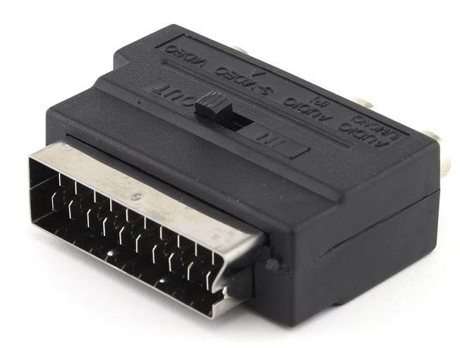 Переходник (APP-185) SCART штекер на 3RCA+ переключ "вход в ТВ" Пл-Мет 