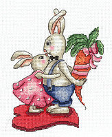 Набор для вышивания крестом «Зайки. Любовь-морковь»