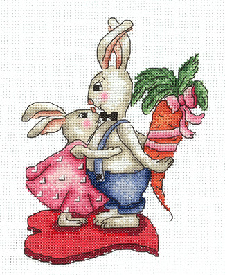 Набор для вышивания крестом «Зайки. Любовь-морковь» - фото 1 - id-p94669557