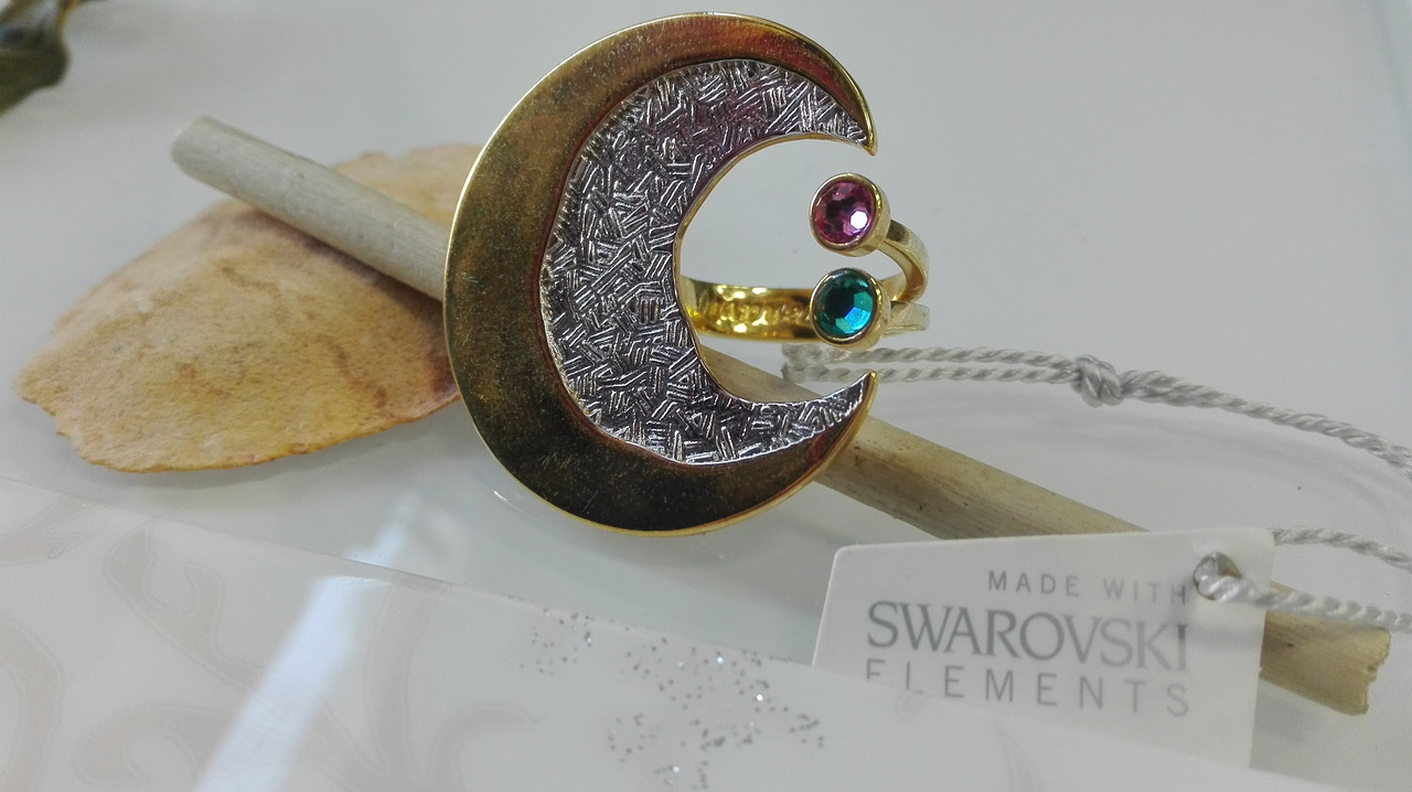 Кольцо перстень, позолоченное с кристаллами Swarovski - фото 1 - id-p94755019
