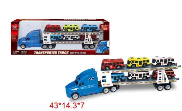 Автовоз + 6 автобусов (синий), арт.666-33J
